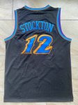 NBA 12 Stockton Utah Jazz Maillot Retro noir brodé